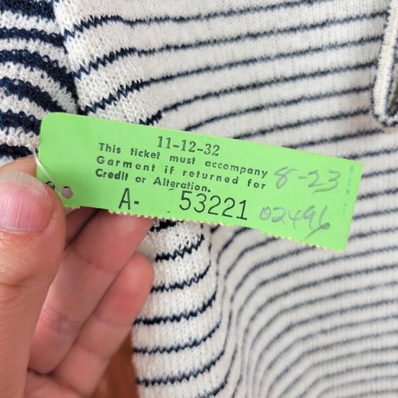 Vintage 1960s Deadstock Striped Two Piece Knit Skirt Set - Picture 9 of 10